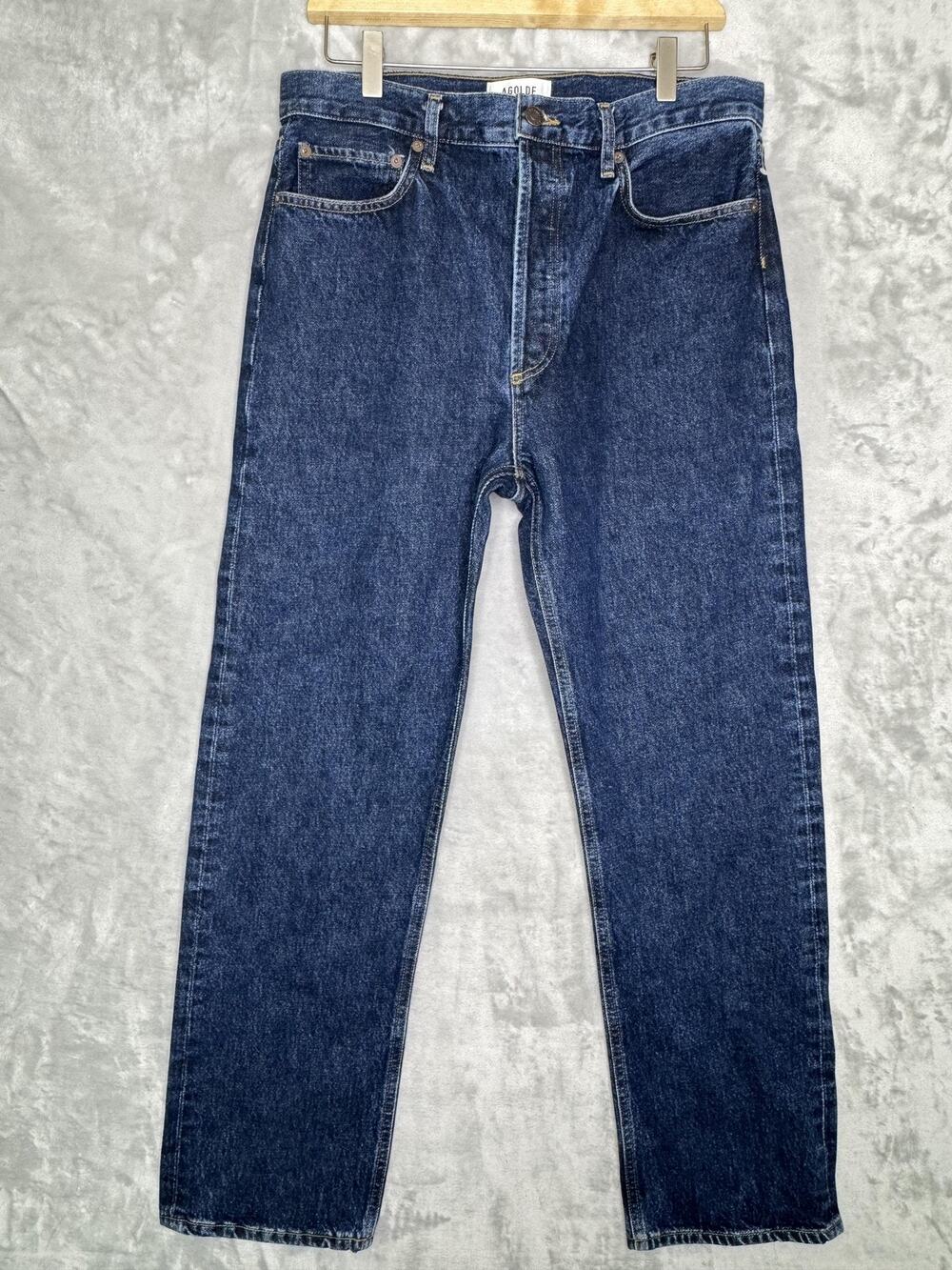 AGOLDE 90s Pinch Jeans Womens 29 Dark Wash High Rise Straight Button Fly Denim